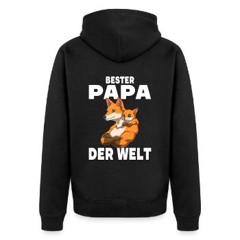 Bester Papa der Welt Vatertag Vater Fuchs für - Unisex Premium Bio Zip Hoodie - Schwarz - Hinten - Nico (187cm)
