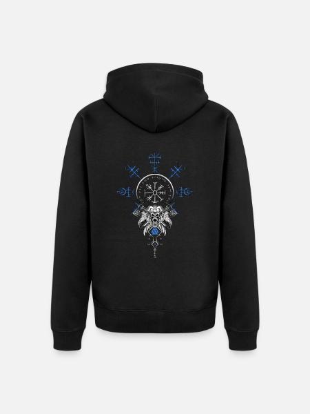Celtic Vikinger Vegvisir compass Vikings - Unisex Premium Organic Zip Hoodie - black