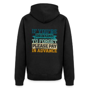 Please Pay In Advance Lustiges Bartender - Unisex Premium Bio Zip Hoodie - Schwarz - Hinten - Nico (187cm)