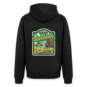Sleeping With A Bartender Funny Bartender - Unisex Premium Organic Zip Hoodie - black - Back - Nico (187cm)