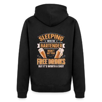 Sleeping With A Bartender Lustiges Bartender - Unisex Premium Organic Zip Hoodie - black - Back - Nico (187cm)