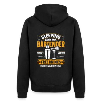 Sleeping With A Bartender Lustiges Bartender - Unisex Premium Organic Zip Hoodie - black - Back - Nico (187cm)