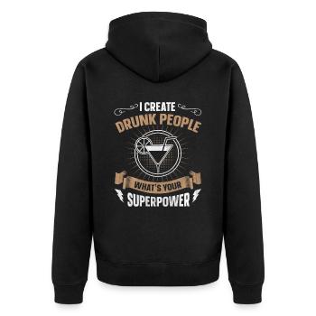 Je crée des gens ivres quel est votre superpouvoir - Veste à capuche bio Premium Unisexe - noir - Dos - Nico (187cm)