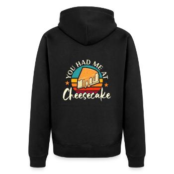 Cheesecake You Had Me At Retro Baking Desserts - Unisex Premium Bio Zip Hoodie - Schwarz - Hinten - Nico (187cm)