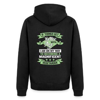 Anniversaire végétarien Militant végétalien des droits des animaux - Veste à capuche bio Premium Unisexe - noir - Dos - Nico (187cm)