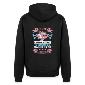 Bisexell Transgender Pride Day LGBT - Unisex Premium Bio Zip Hoodie - Schwarz - Hinten - Nico (187cm)