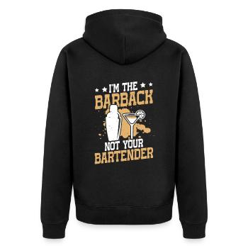 Im The Barback Not Your Bartender - Unisex Premium Bio Zip Hoodie - Schwarz - Hinten - Nico (187cm)