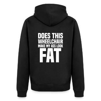 Beinamputierte Amputationsunterstützung Rollstuhl - Unisex Premium Bio Zip Hoodie - Schwarz - Hinten - Nico (187cm)