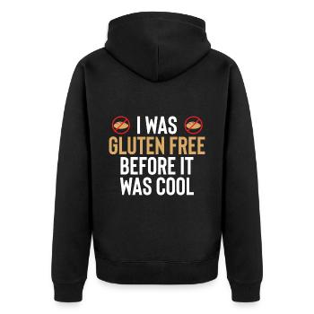 Funny I Was Gluten Free Before It Was Cool For Glu - Unisex Premium Bio Zip Hoodie - Schwarz - Hinten - Nico (187cm)