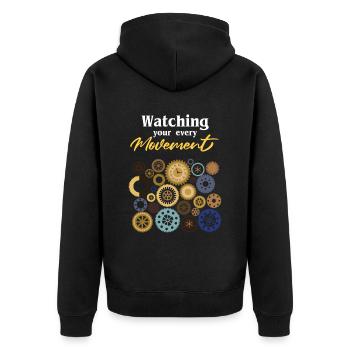 Watching Your Every Movement Uhren Uhr - Unisex Premium Bio Zip Hoodie - Schwarz - Hinten - Nico (187cm)