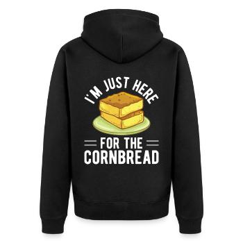 Funny I'm Just Here For The Cornbread For Gluten F - Unisex Premium Bio Zip Hoodie - Schwarz - Hinten - Nico (187cm)