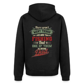Vatertag Fischen Angeln Papa Geburtstagsgeschenk - Unisex Premium Bio Zip Hoodie - Schwarz - Hinten - Nico (187cm)