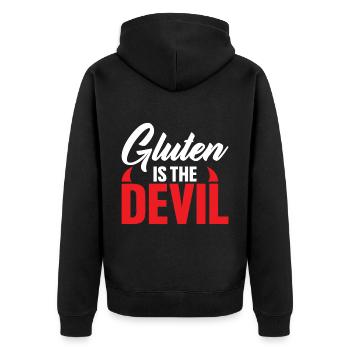 Funny Gluten Is The Devil For Gluten Free Lover - Unisex Premium Bio Zip Hoodie - Schwarz - Hinten - Nico (187cm)