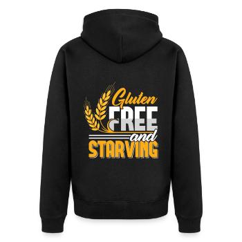 Drôle sans gluten et affamé - Veste à capuche bio Premium Unisexe - noir - Dos - Nico (187cm)