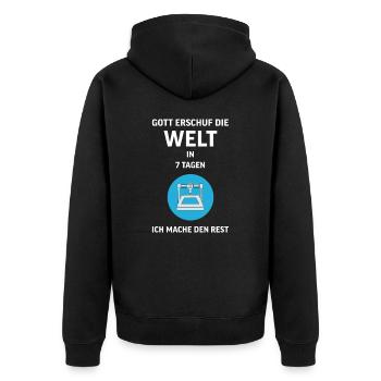 3D Druck Printing CAD PLA Filament 3d drucken - Unisex Premium Bio Zip Hoodie - Schwarz - Hinten - Nico (187cm)