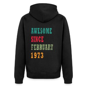 50 Jahre alt, Geburtsspruch - Unisex Premium Bio Zip Hoodie - Schwarz - Hinten - Nico (187cm)