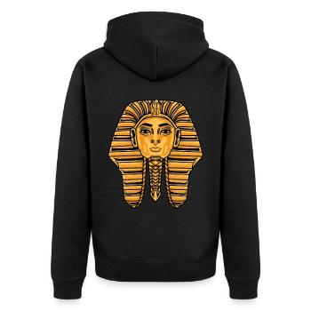 King Tut Pharaoh Ancient Egyptian For Anthropologi - Unisex Premium Bio Zip Hoodie - Schwarz - Hinten - Nico (187cm)