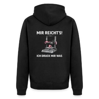 3D Druck Printing CAD PLA Filament 3d drucken - Unisex Premium Bio Zip Hoodie - Schwarz - Hinten - Nico (187cm)