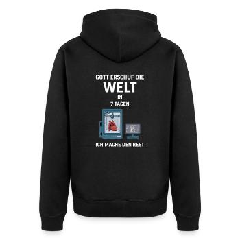 3D Druck Printing CAD PLA Filament 3d drucken - Unisex Premium Bio Zip Hoodie - Schwarz - Hinten - Nico (187cm)