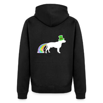 St. Patrick's Dog - Pit Bull Terrier - Unisex Premium Bio Zip Hoodie - Schwarz - Hinten - Nico (187cm)