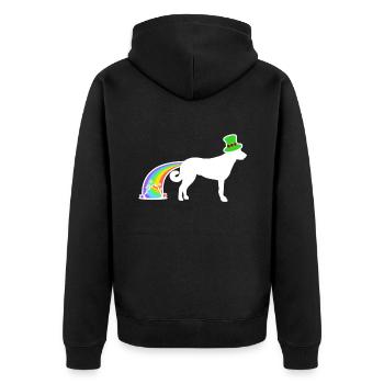 St. Patricks Dog - Anatolischer Schäferhund - Unisex Premium Bio Zip Hoodie - Schwarz - Hinten - Nico (187cm)