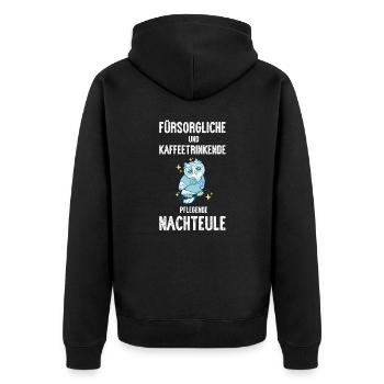 Krankenschwester I Nachteule im Nachtdienst für - Unisex Premium Bio Zip Hoodie - Schwarz - Hinten - Nico (187cm)