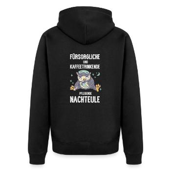 Krankenschwester I Nachteule im Nachtdienst für - Unisex Premium Bio Zip Hoodie - Schwarz - Hinten - Nico (187cm)