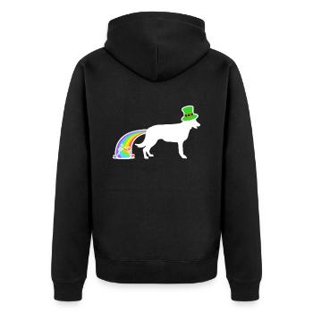 St. Patrick's Dog - Belgian Shepherd - Unisex Premium Organic Zip Hoodie - black - Back - Nico (187cm)