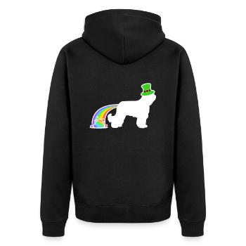 St. Patricks Hund - Briarde - Unisex Premium Bio Zip Hoodie - Schwarz - Hinten - Nico (187cm)