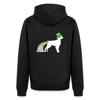 St. Patricks Hund - Brittany - Unisex Premium Bio Zip Hoodie - Schwarz - Hinten - Nico (187cm)