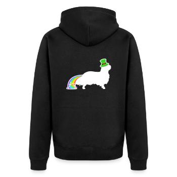 St. Patricks Hund - Kavalier - Unisex Premium Bio Zip Hoodie - Schwarz - Hinten - Nico (187cm)