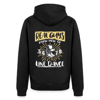 Line Dancing Guys Line Dance - Unisex Premium Bio Zip Hoodie - Schwarz - Hinten - Nico (187cm)