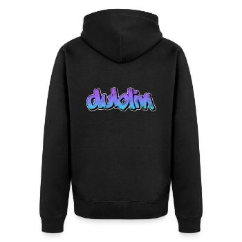Dublin - Unisex Premium Organic Zip Hoodie - black - Back - Nico (187cm)