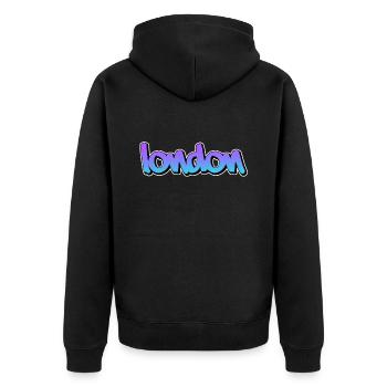 London - Unisex Premium Organic Zip Hoodie - black - Back - Nico (187cm)