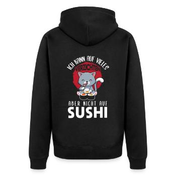 Witziges Sushi Essen Japan Motiv - Unisex Premium Bio Zip Hoodie - Schwarz - Hinten - Nico (187cm)