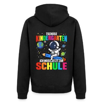 Kindergarten Schule Schüler Schulkind Einschulung - Unisex Premium Bio Zip Hoodie - Schwarz - Hinten - Nico (187cm)