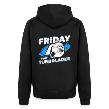 Fridays for Turbolader Tuning Auto Rennen Hubraum - Unisex Premium Bio Zip Hoodie - Schwarz - Hinten - Nico (187cm)