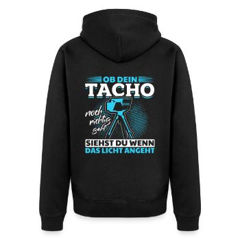 Tuning - Ob Dein Tacho Richtig Geht - PS Liebhaber - Unisex Premium Bio Zip Hoodie - Schwarz - Hinten - Nico (187cm)