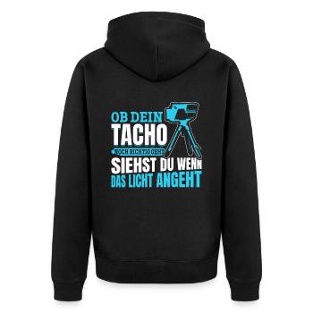 Tuning - Ob Dein Tacho Richtig Geht - PS Liebhaber - Unisex Premium Bio Zip Hoodie - Schwarz - Hinten - Nico (187cm)