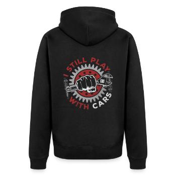 I still play with cars - PS lovers - Unisex Premium Organic Zip Hoodie - black - Back - Nico (187cm)