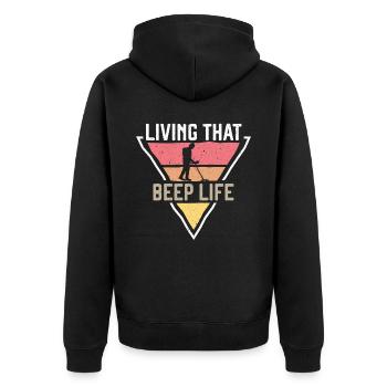 Living That Beep Life Detectorist Chasse au trésor - Veste à capuche bio Premium Unisexe - noir - Dos - Nico (187cm)