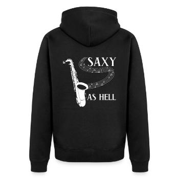 Saxophon Musik Jazz Saxophonist - Unisex Premium Bio Zip Hoodie - Schwarz - Hinten - Nico (187cm)