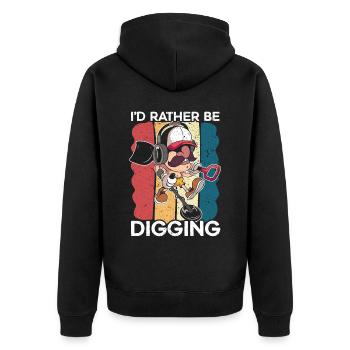 Je préfère creuser la chasse au trésor des détecteurs - Veste à capuche bio Premium Unisexe - noir - Dos - Nico (187cm)
