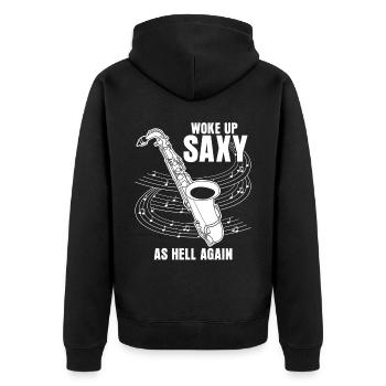 Saxophoniste Jazz Musique Saxophones Saxy - Veste à capuche bio Premium Unisexe - noir - Dos - Nico (187cm)