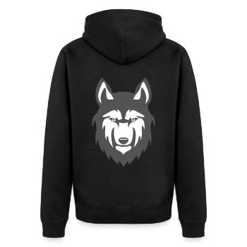 Wolf Natur Wandern Berge Wald Wölfe - Unisex Premium Bio Zip Hoodie - Schwarz - Hinten - Nico (187cm)