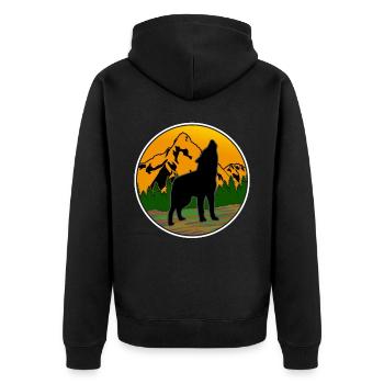 Wolf Wald Natur Outdoor Tierschutz Wölfe - Unisex Premium Bio Zip Hoodie - Schwarz - Hinten - Nico (187cm)