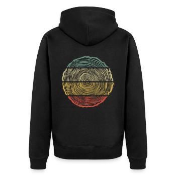 Holz Retro Tischler Holzfäller Schreiner - Unisex Premium Bio Zip Hoodie - Schwarz - Hinten - Nico (187cm)
