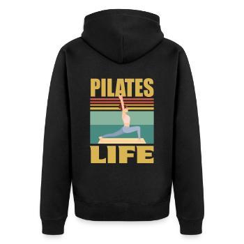 Meditation, Zen Yoga and Pilates - Unisex Premium Organic Zip Hoodie - black - Back - Nico (187cm)