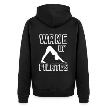 Meditation, Zen Yoga und Pilates - Unisex Premium Bio Zip Hoodie - Schwarz - Hinten - Nico (187cm)