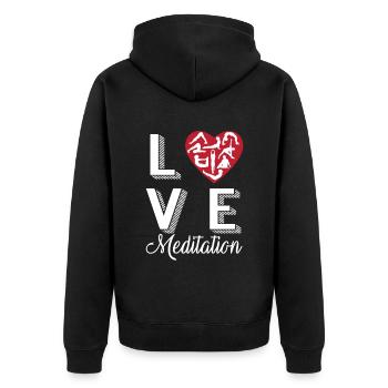 Meditation, Zen Yoga and Pilates - Unisex Premium Organic Zip Hoodie - black - Back - Nico (187cm)